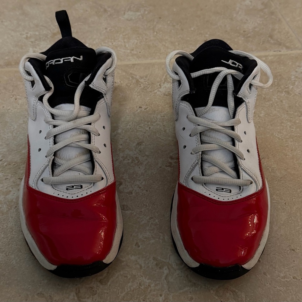Jordan Red and White Athletic Shoes